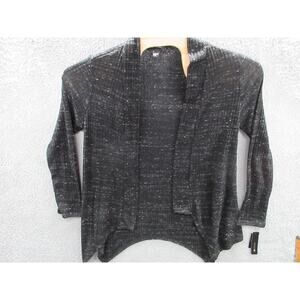 NWT AB Studio Marled Black White Open Front Lightweight Cardigan Womens Sz Large